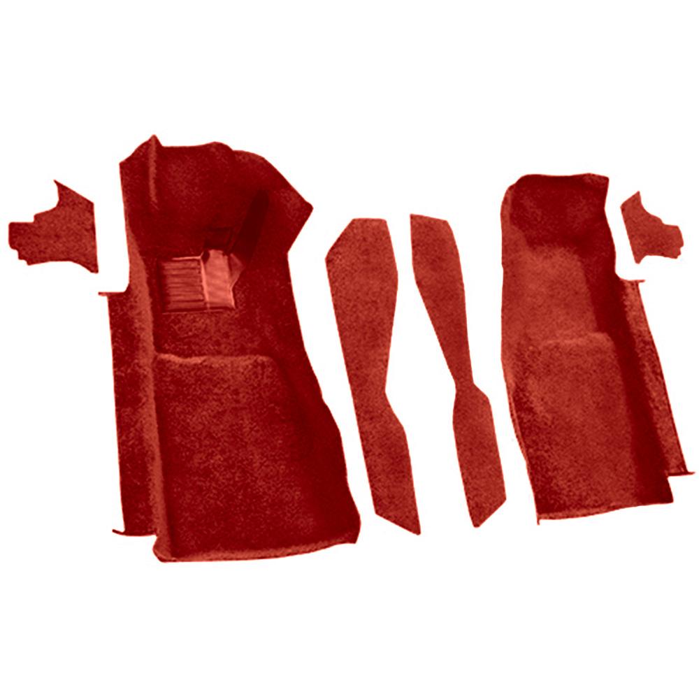 1981-82 Chevrolet Corvette Front Molded Carpet Set w/ Console Strips & Kick Panels Cutpile Red