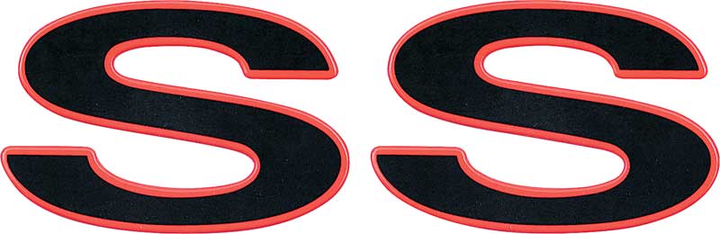 1996-2002 Camaro "SS" Front Fender & Rear Panel Emblem Black Letters with Red Outline Each