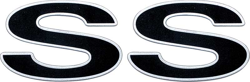 1996-2002 Camaro "SS" Front Fender, Rear Panel Emblem Black Letters with Silver Outline