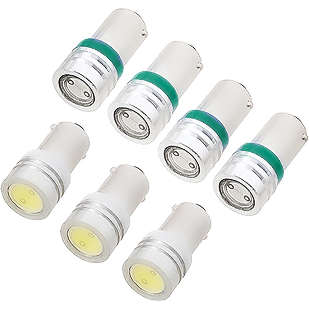1965-66 Mustang Instrument Gauge Cluster LED Bulb Kit For 5-Gauge Cluster With Round 140mph Speedo 7 Bulb Set Green Illumination