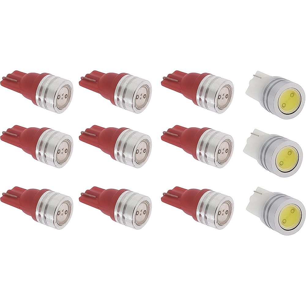 1969-73 Mustang Instrument Gauge Cluster LED Bulb Set For Models Without Factory Tach 12-Piece Set Red Illumination