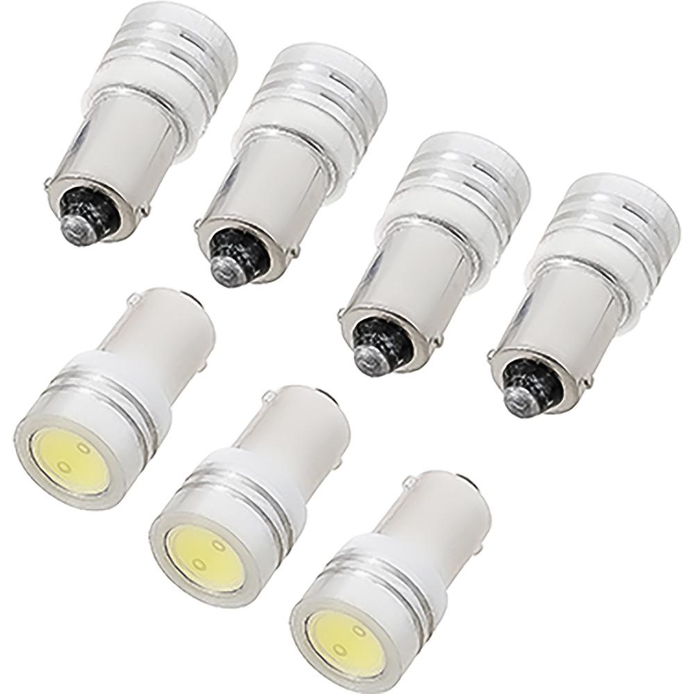 1965-66 Mustang Instrument Gauge Cluster LED Bulb Kit For 5-Gauge Cluster With Round 140mph Speedo 7 Bulb Set White Illumination