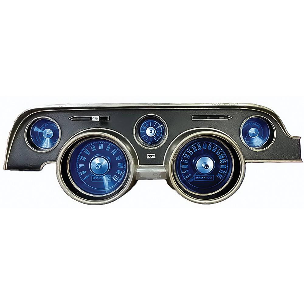 1967-68 Ford Mustang Instrument Gauge Cluster w/Tach LED Bulb Kit Blue