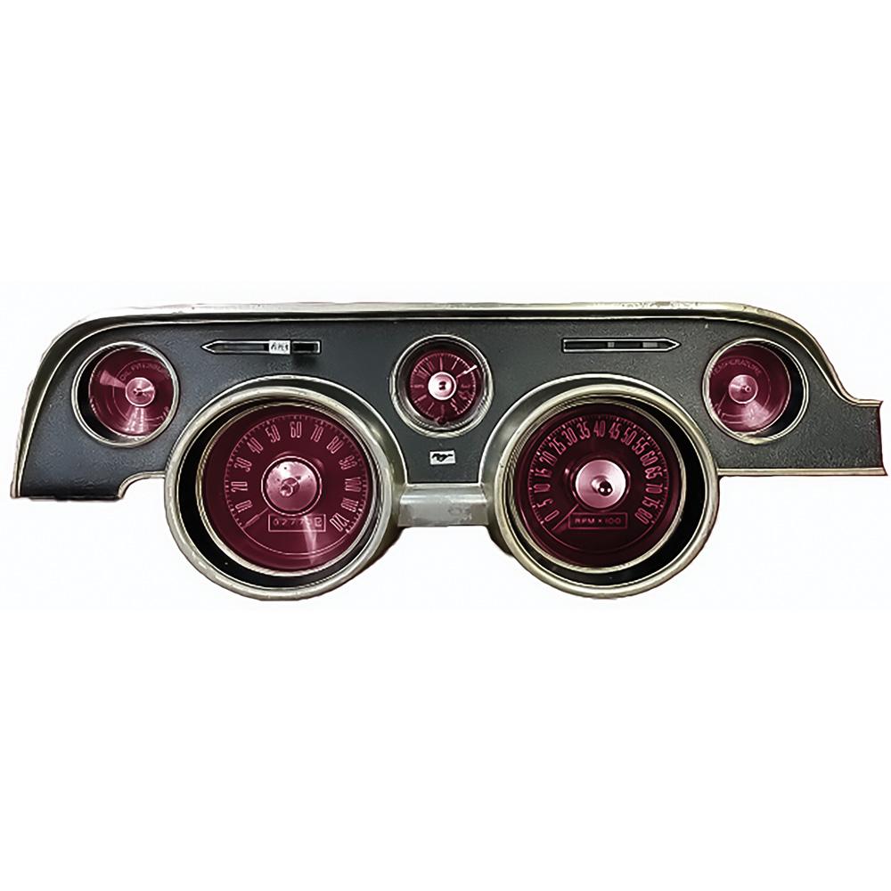 1967-68 Ford Mustang Instrument Gauge Cluster w/Tach LED Bulb Kit Red