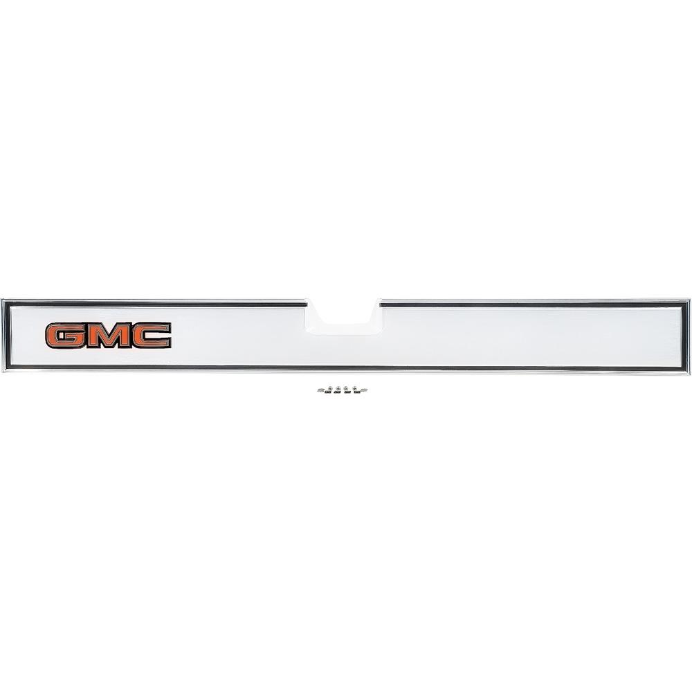 1981-89 GMC Truck Rear Tailgate Band Molding Brushed Aluminum with GMC Emblem with Hardware