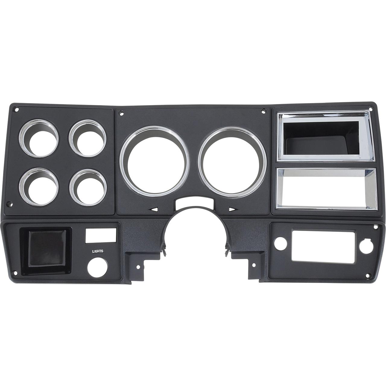 1978-80 Chevy, GMC Pickup, Blazer, Jimmy, Suburban Dash Bezel Black & Chrome Accents in Gauge Recess Areas without AC