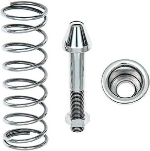 1965-70 Impala, 1967-81 Camaro, 1969-72 Chevelle Hood Pilot Bolt & Spring Set Polished Stainless 4" Length Made in the USA