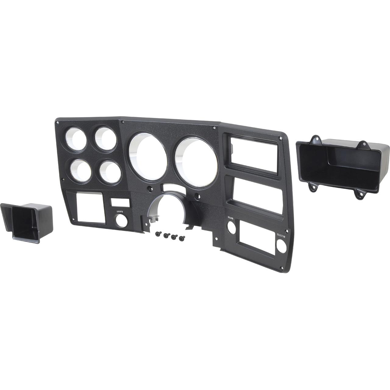 1975-77 Chevy GMC Pickup, Blazer, Jimmy, Suburban Dash Gauge Bezel Black with Chrome Accent in Gauge Recess with Air Conditioning