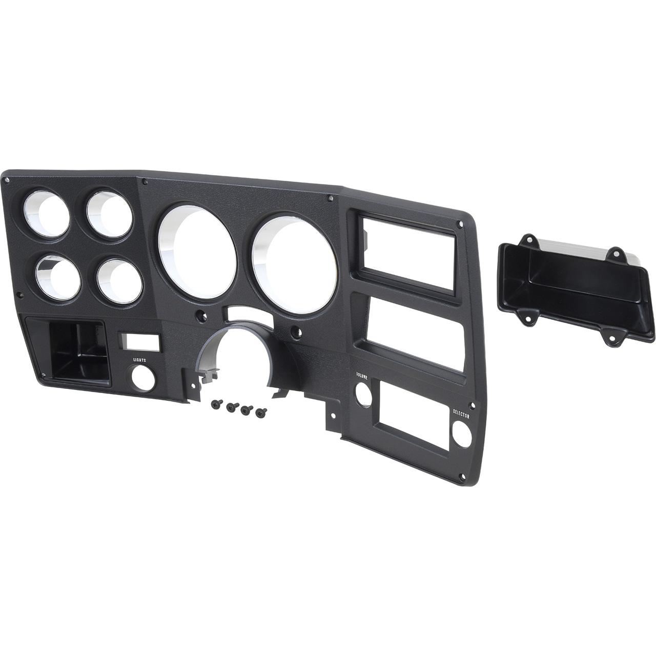 1975-77 Chevy GMC Pickup, Blazer, Jimmy, Suburban Dash Gauge Bezel Black with Chrome Accent in Gauge Recess without AC