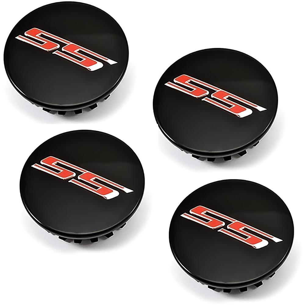 2016-24 Camaro SS Wheel Center Cap Set 68mm 2-5/8" Diameter Casting # 9595010 Black Cap with Red SS Logo 4 Piece Set
