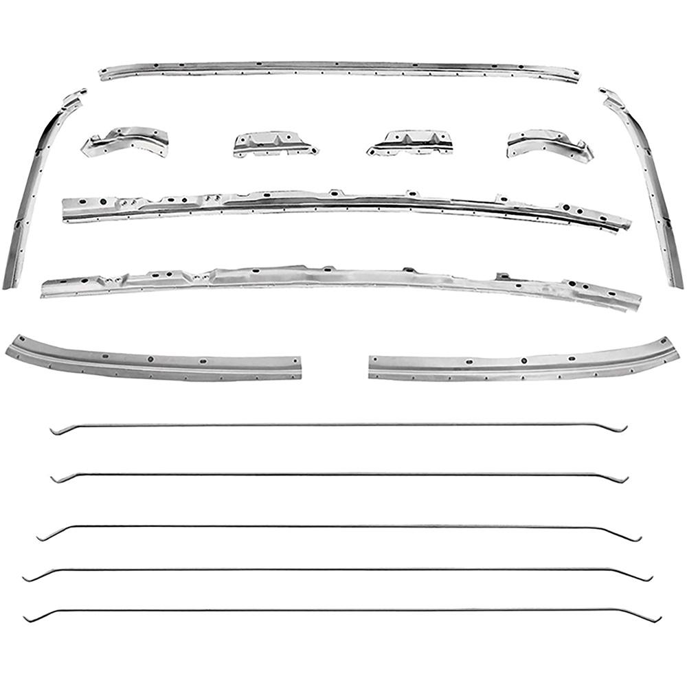 1968-72 Chevelle 2-Door Hardtop Headliner Retaining Strips and Bow Set 16 Piece Set