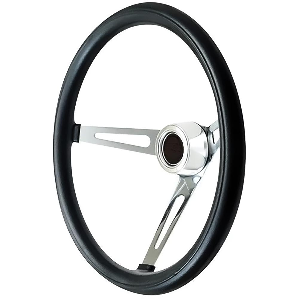 GT 3 Retro Style Universal Steering Wheel 15: with Chrome Slotted Spokes 36-5431