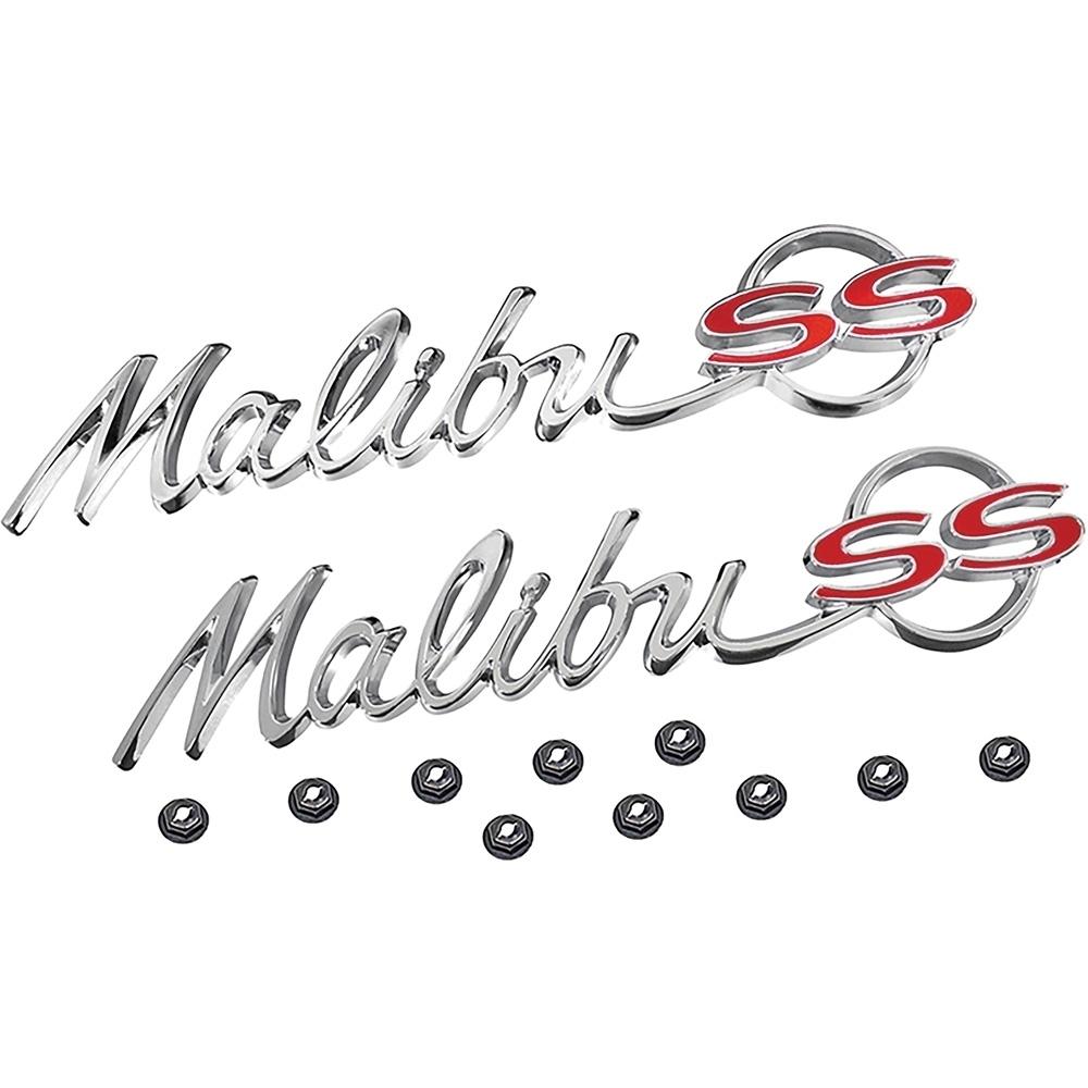 1964 Chevelle, Malibu "Malibu SS" Quarter Panel Emblems LH and RH Includes Emblems and Fasteners