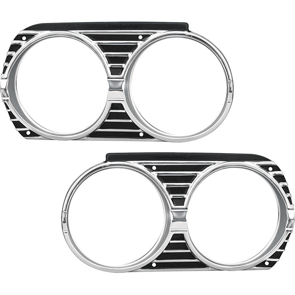 1965 Chevelle, Malibu, El Camino Headlight Bezels Bright Finished Aluminum LH and RH