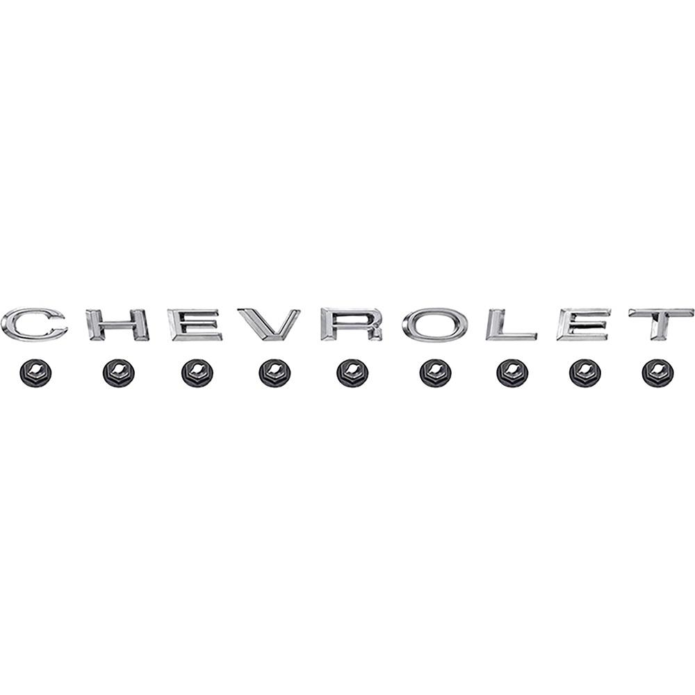 1965 Chevelle, Malibu, El Camino "CHEVROLET" Hood Letter Emblem Set Includes Emblem and Fasteners