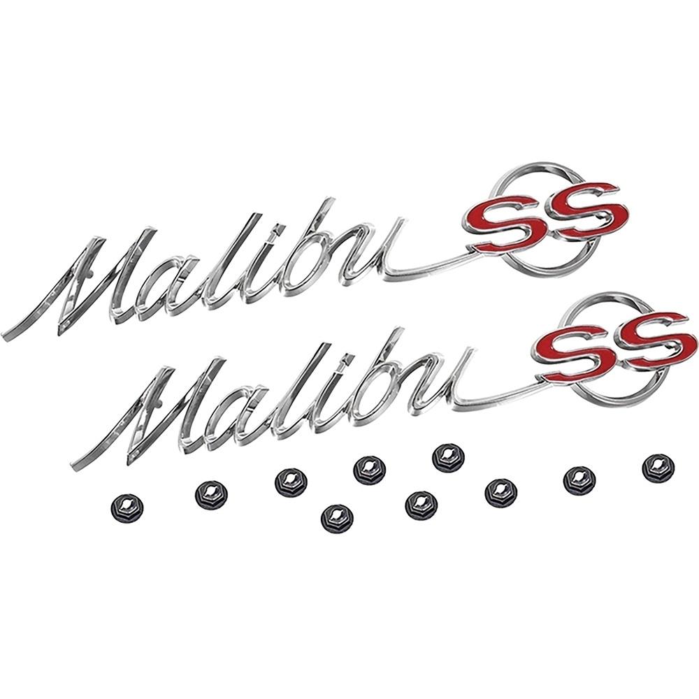 1965 Chevelle, Malibu "Malibu SS" Quarter Panel Emblems LH and RH Includes Emblems and Fasteners