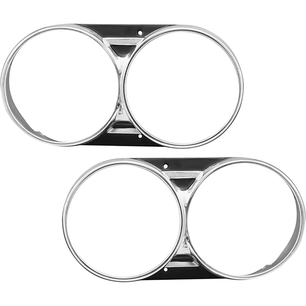 1966 Chevelle, Malibu, El Camino Headlight Bezels Bright Finished Aluminum LH and RH