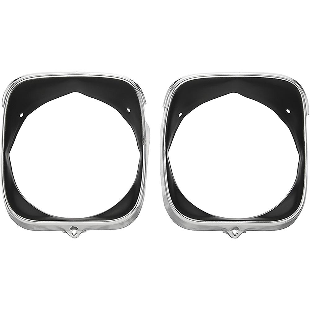 1969 Chevelle, Malibu, El Camino Headlight Bezels Inner and Outer LH Driver Side Bright Finished Aluminum with Black Painted Details