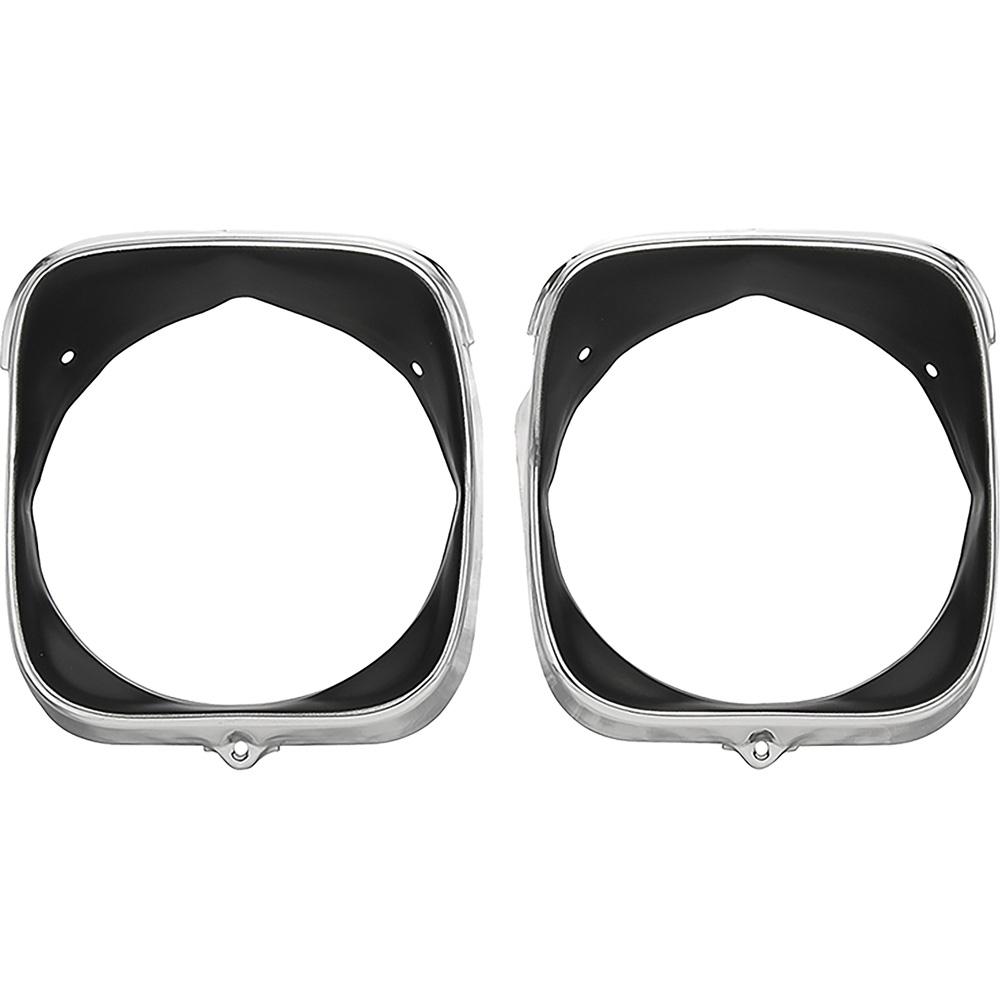 1969 Chevelle, Malibu, El Camino Headlight Bezels Inner and Outer RH Passenger Side Bright Finished Aluminum with Black Painted Details
