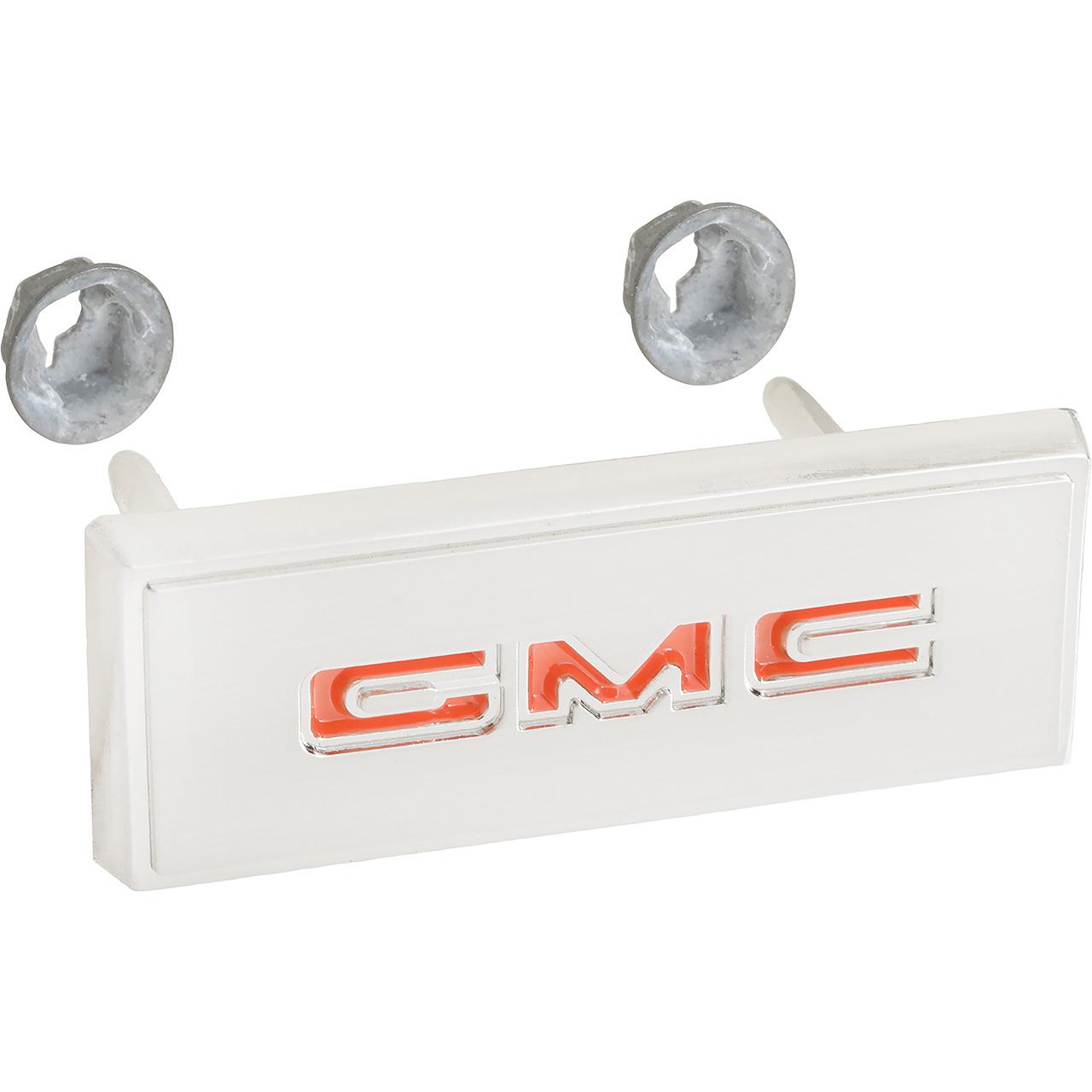 1969-80 GMC Truck, Suburban, 1970-80 Jimmy Console Emblem Red Letters with Retaining Nuts
