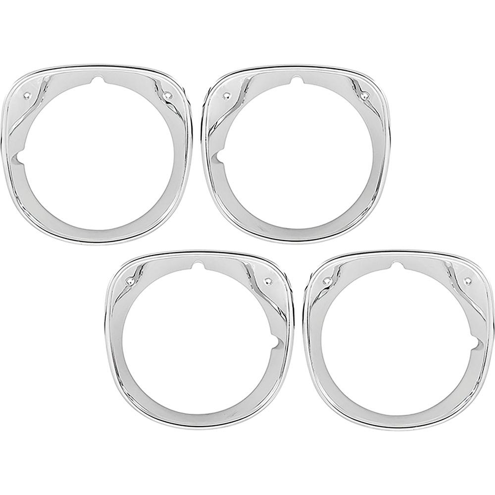 1970 Chevelle, Malibu, El Camino Headlight Bezel Set Inner and Outer LH and RH Chrome Plated Finish