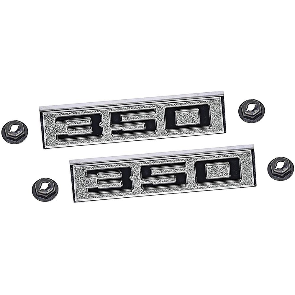 1970-72 El Camino, 1971 Sprint, "350" Front Fender Emblems Chrome with Black Painted Details Includes Emblems and Fasteners LH or RH