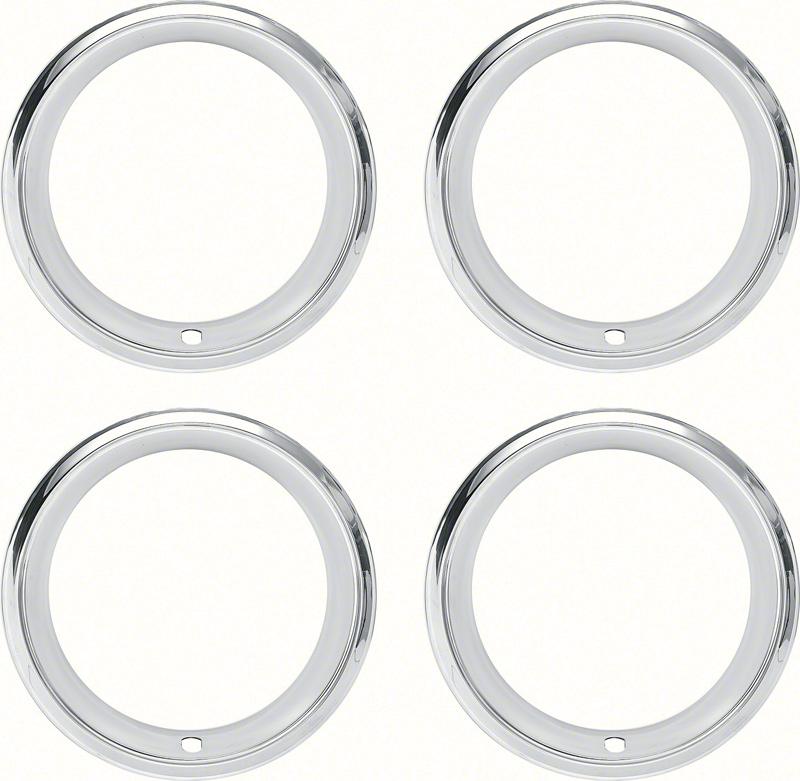 1967-88 GM Rally Wheel Trim Ring Set 14" x 7" 2-7/8" Deep Step Lip Stainless Steel Set of 4