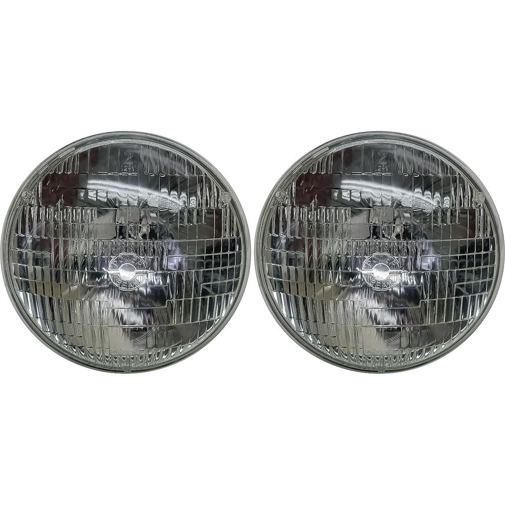 Headlamp Sealed Beam Set 12 Volt High / Low 7" Round With Power Beam Logo Pair