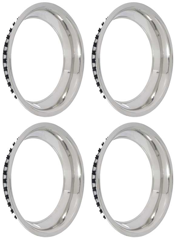 15" Wheel Trim Ring Stainless Steel Round Edge, Smooth Lip 3" Deep Set of 4