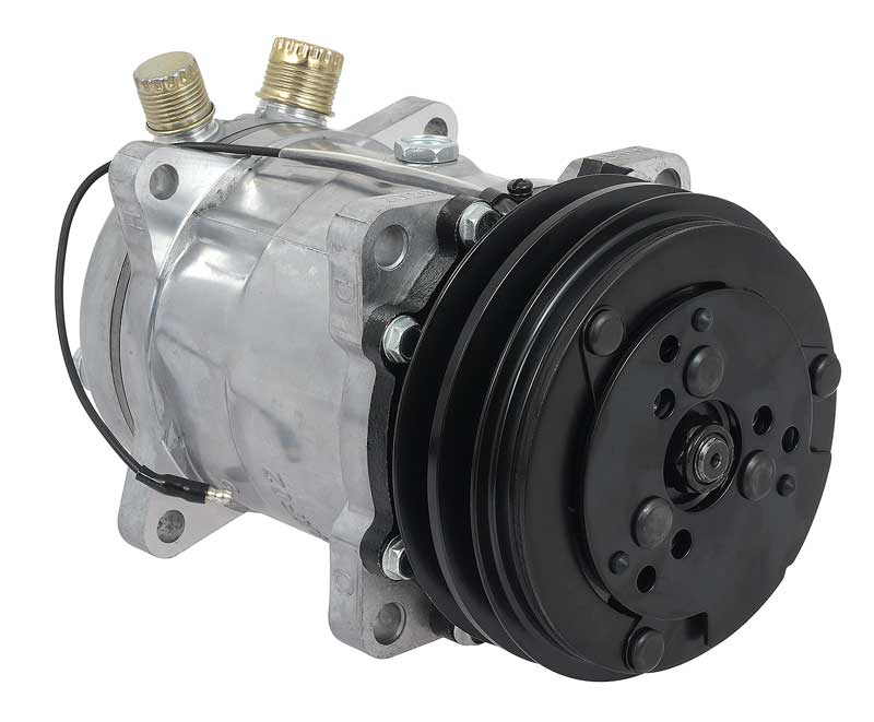 Sanden 508 Style A/C Compressor w/ 2-Groove V-Belt Clutch Pulley Natural Finish SD508/SD5H14