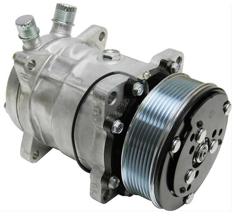 Sanden 508 Style A/C Compressor w/ 7-Rib Serpentine Clutch Pulley Natural Finish SD508/SD5H14