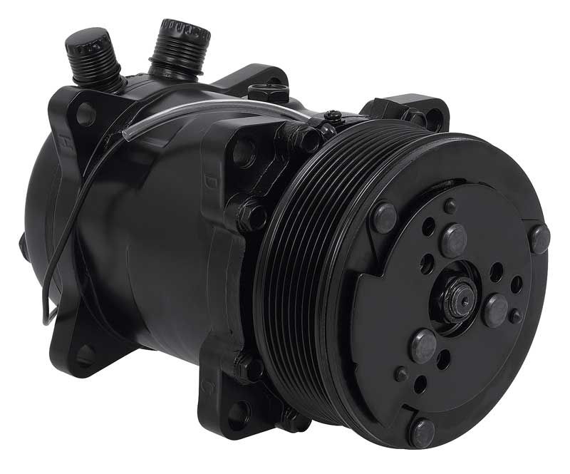Sanden 508 Style A/C Compressor w/ 8-Rib Serpentine Clutch Pulley Black Finish SD508/SD5H14
