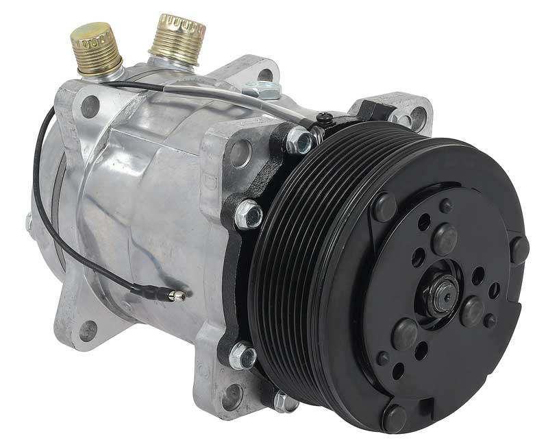 Sanden 508 Style A/C Compressor w/ 8-Rib Serpentine Clutch Pulley Natural Finish SD508/SD5H14