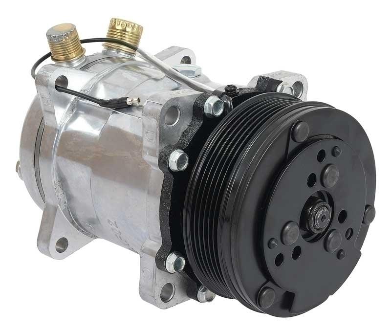Sanden 508 Style A/C Compressor w/ 6-Rib Serpentine Clutch Pulley Natural Finish SD508/SD5H14