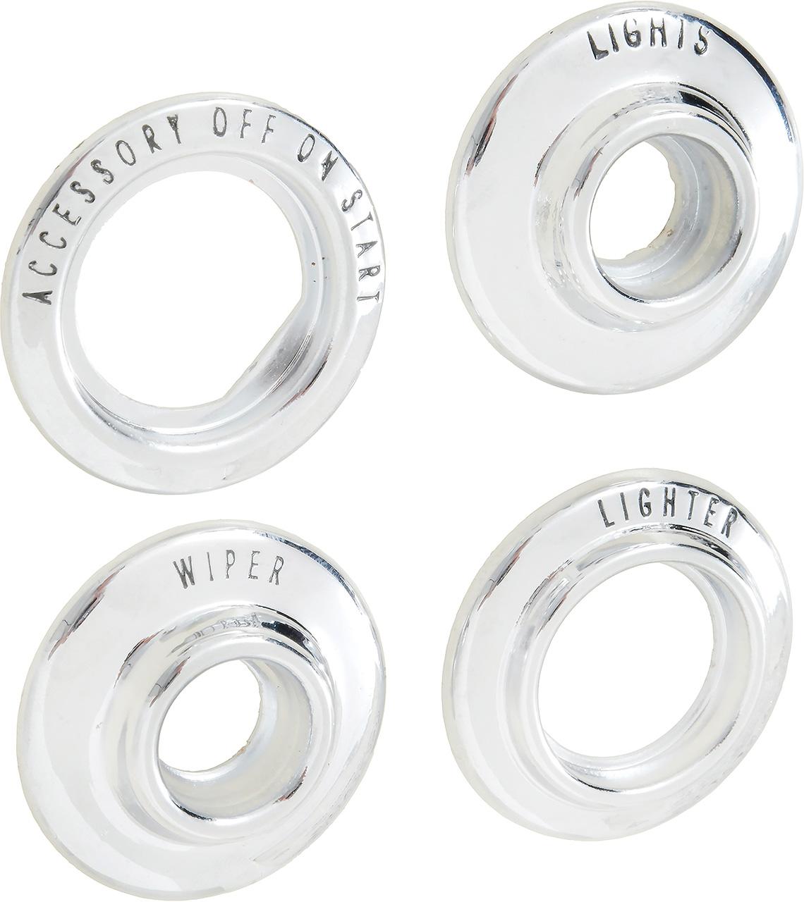1966-67 Chevy II, Nova Dash Bezels Lighter, Wiper, Headlight, Ignition Set of 4