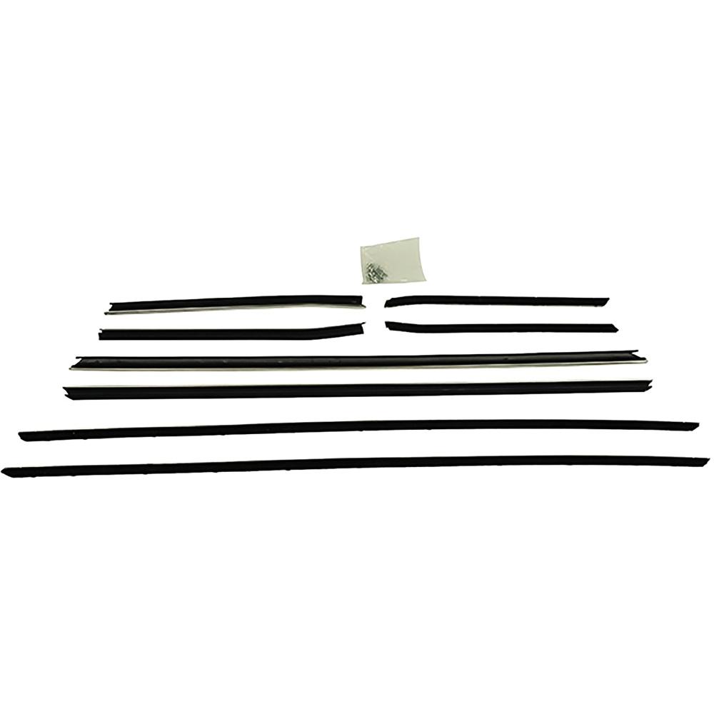1968 Camaro Window Felt/Belt Line Weatherstrip Set Convertible Models with Deluxe/Custom Interior Replacement Style Inner & Outer 8-Piece - Brand: Windowfelts® from PUI (1968 Models with Optional Exterior Door Ledge Reveal Moldings)