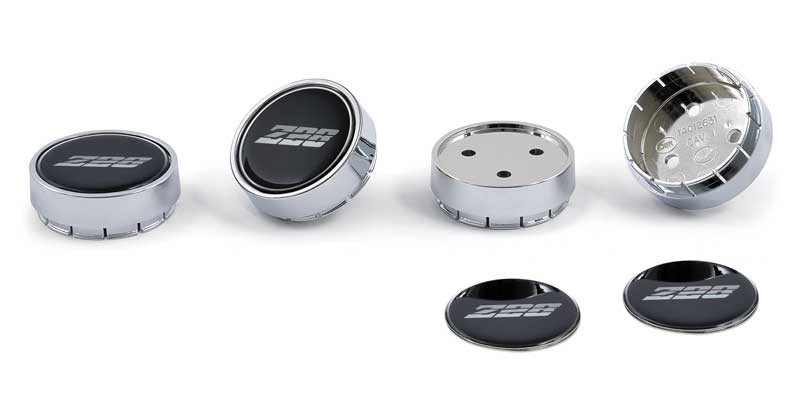 1980-81 Camaro Z28 N90 Wheel Center Cap with Domed Poly Z28 Emblem Black 4 Piece Set