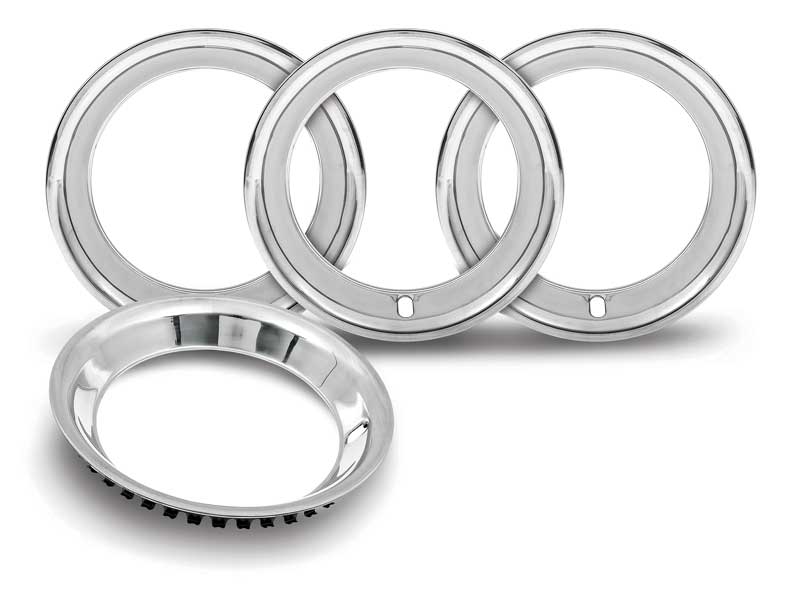 15" Wheel Trim Ring Stainless Steel Round Edge, Smooth Lip 2-1/2" Deep Set of 4