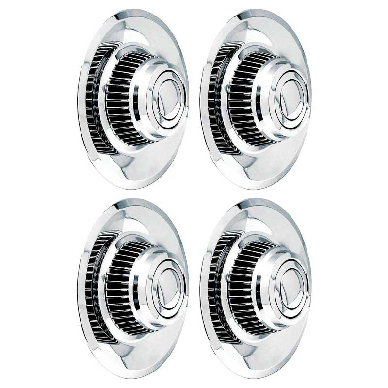 1968-82 Chevrolet Chrome Rally Wheel Derby & Cap Short Style w/o Wording 4 Piece Set