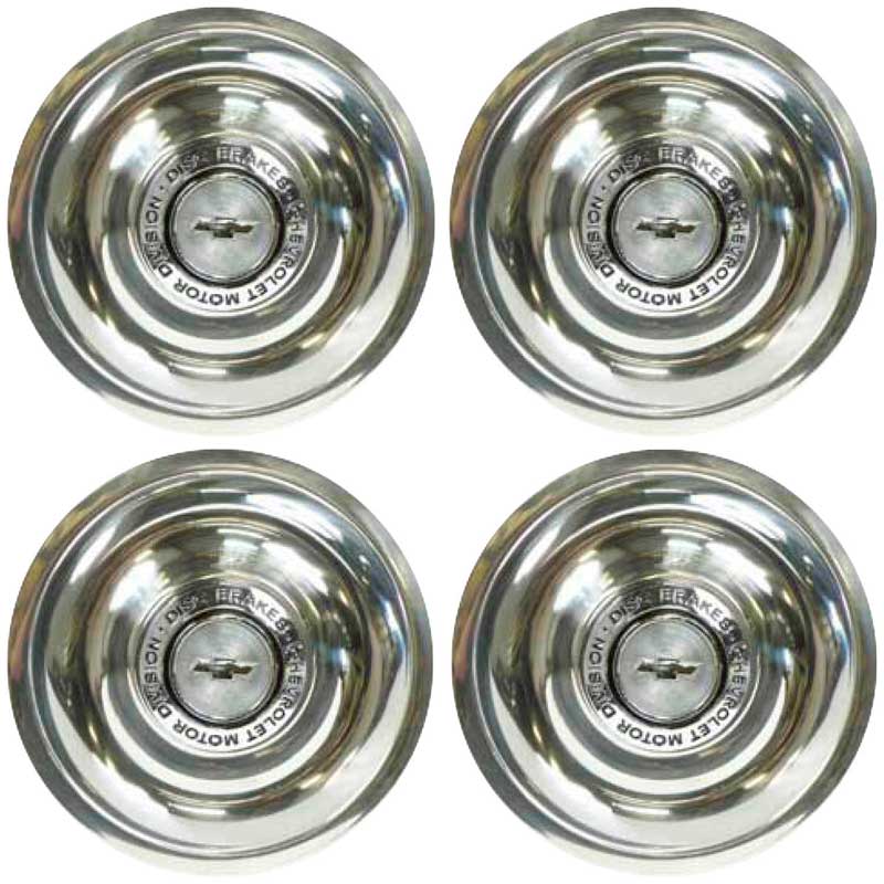 1967 Chevrolet Rally Wheel Stainless Steel Cap & Ornament with Disc Brakes 4-Piece Set