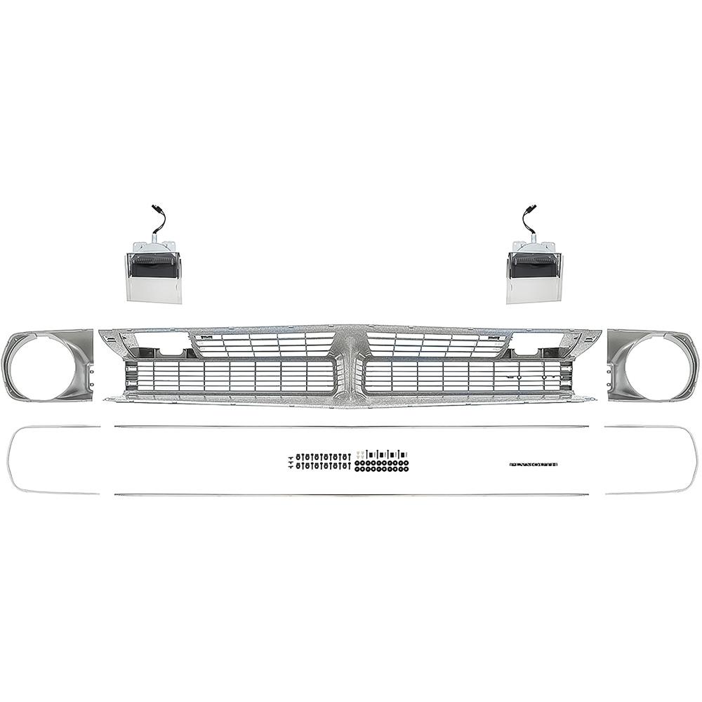 1970 Barracuda, Cuda Grill Assembly Kit With Headlamp Bezels, Stainless Steel Moldings, Park Lamps, Emblem, and Hardware Unpainted