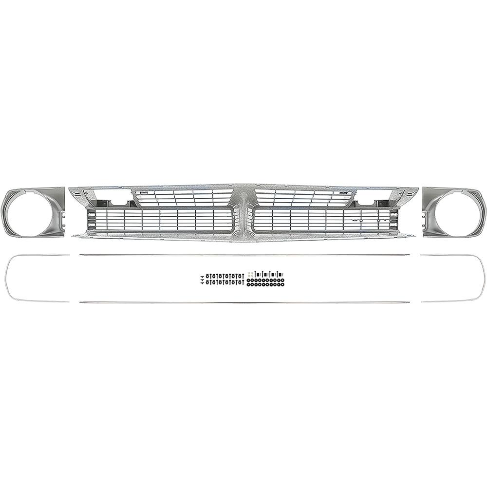 1970 Barracuda, Cuda Grill Assembly Kit With Headlamp Bezels, With Stainless Steel Moldings With Hardware Textured Argent Silver
