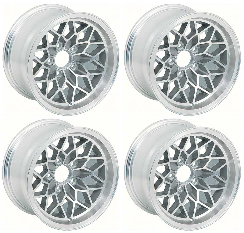 1978-81 Pontiac Trans Am Snowflake Wheel Set 15" X 8" Backspacing 4-1/4" Silver Set of 4