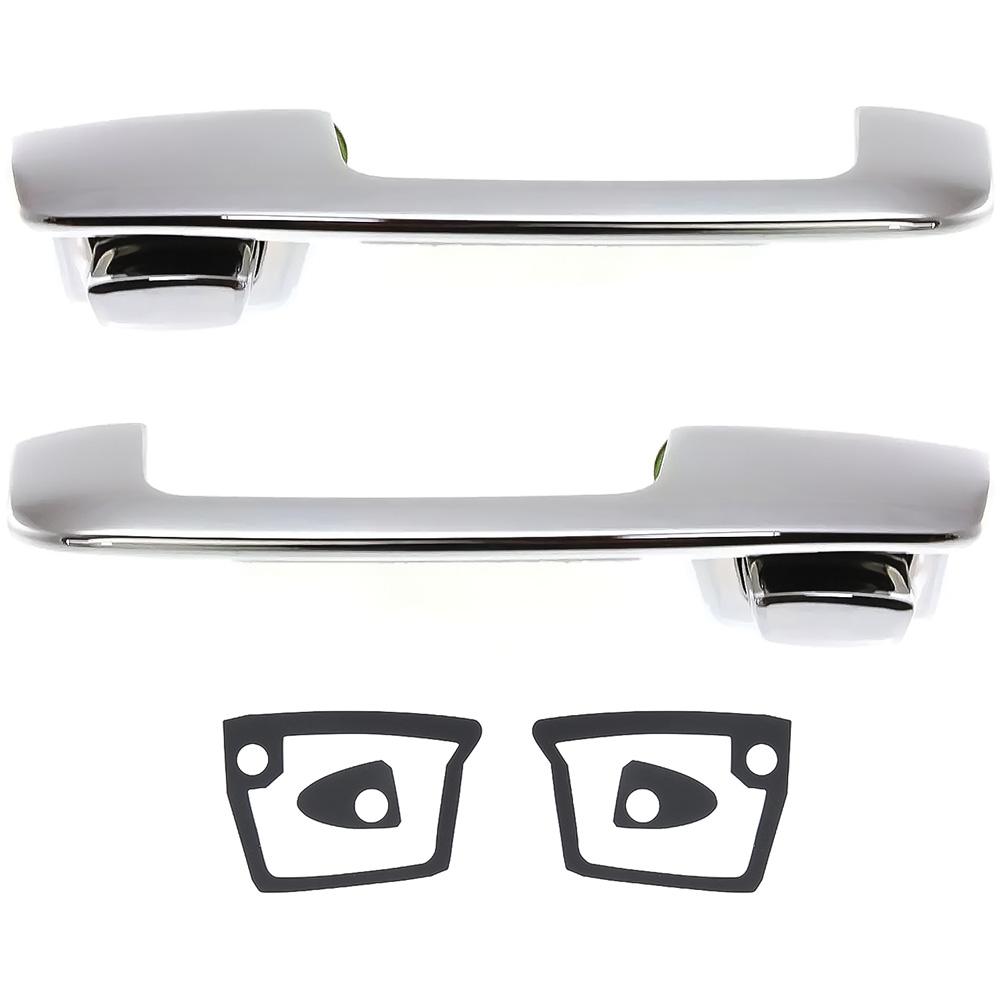 1971-76 Dodge, Plymouth A-Body, 1972-93 Dodge D/W Pickup Front Outer Door Handle Set with Chrome Buttons