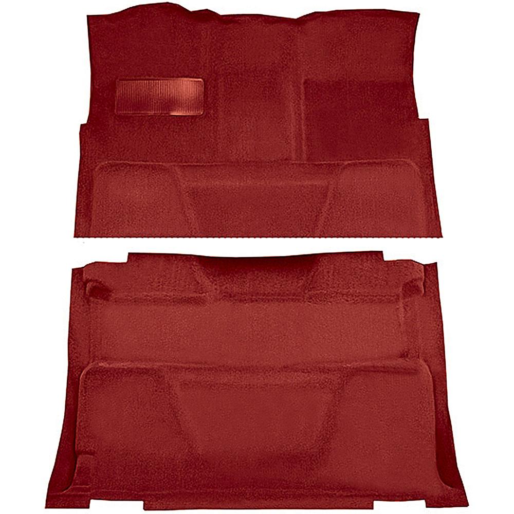1974-80 Chevrolet, GMC Pickup Crew Cab Molded Carpet Kit Cut Pile Standard Backing Column Shift Automatic or 3-Speed Manual Low Hump 2WD Oxblood