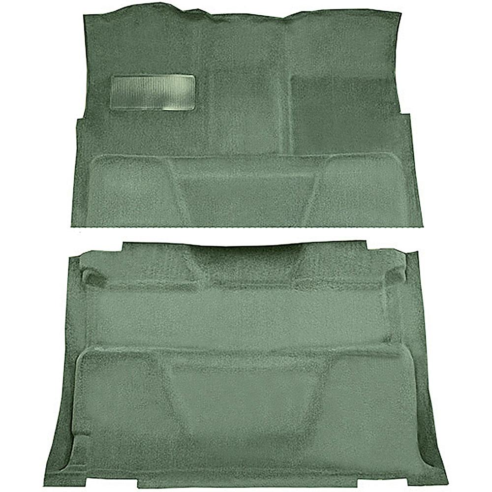 1974-80 Chevrolet, GMC Pickup Crew Cab Molded Carpet Kit Cut Pile Standard Backing Column Shift Automatic or 3-Speed Manual Low Hump 2WD Willow Green