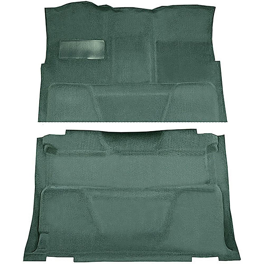 1974-80 Chevrolet, GMC Pickup Crew Cab Molded Carpet Kit Cut Pile Standard Backing Column Shift Automatic or 3-Speed Manual Low Hump 2WD Light Jade Green