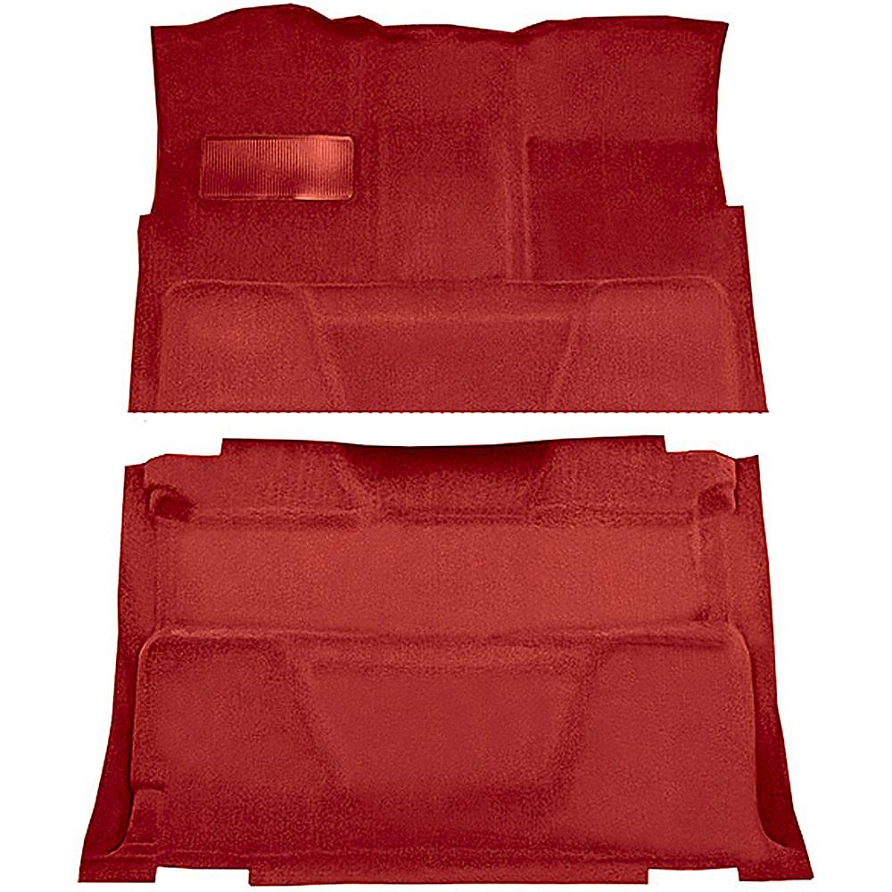 1974-80 Chevrolet, GMC Pickup Crew Cab Molded Carpet Kit Cut Pile Standard Backing Column Shift Automatic or 3-Speed Manual Low Hump 2WD Dark Red / Carmine