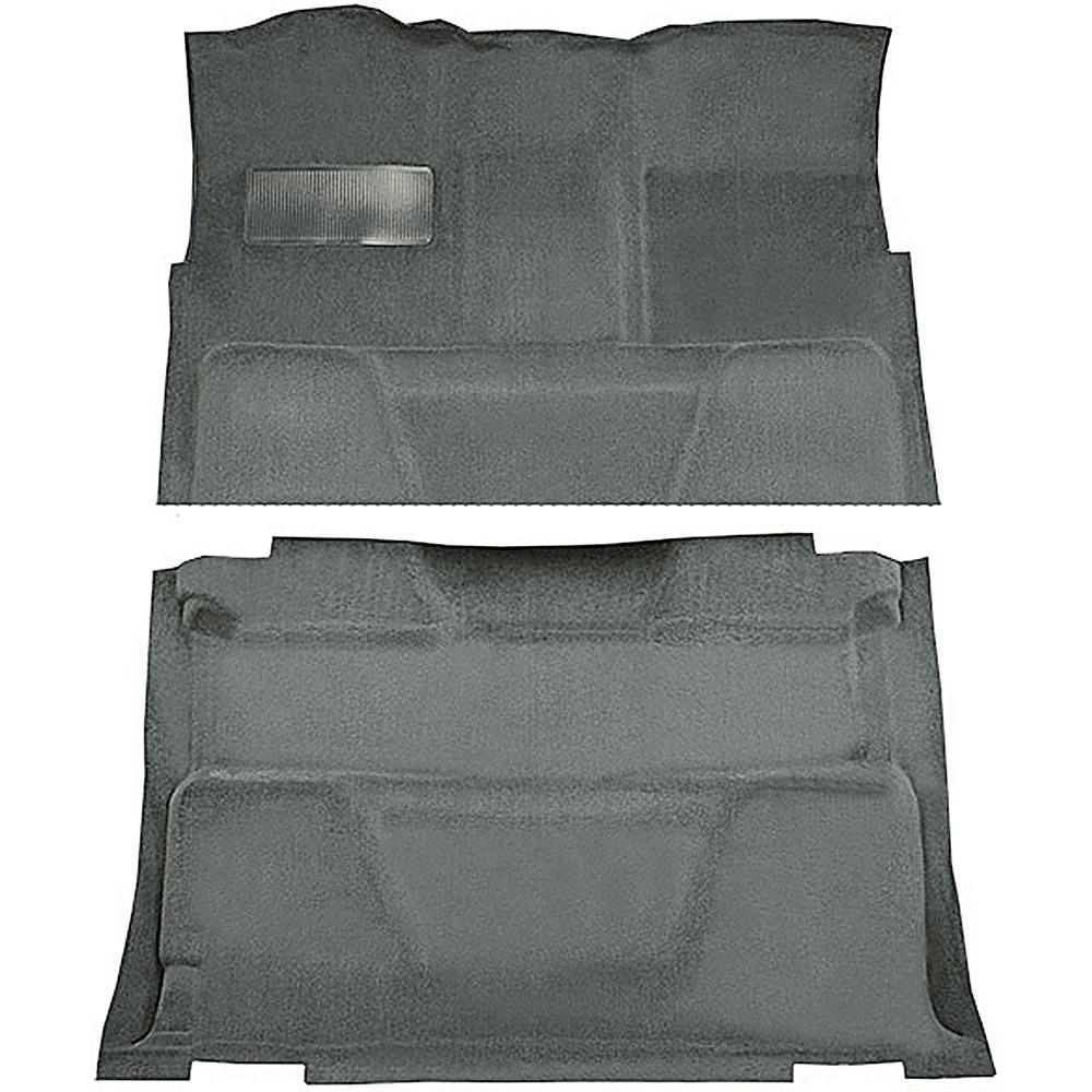 1974-80 Chevrolet, GMC Pickup Crew Cab Molded Carpet Kit Cut Pile Standard Backing Column Shift Automatic or 3-Speed Manual Low Hump 2WD Dove Gray