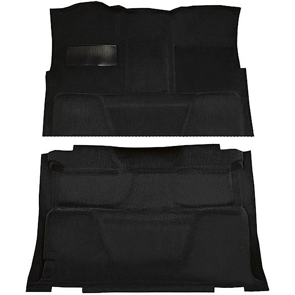 1973-74 Chevrolet, GMC Pickup Crew Cab Molded Carpet Kit Loop Standard Backing Column Shift Automatic or 3-Speed Manual 2WD Black